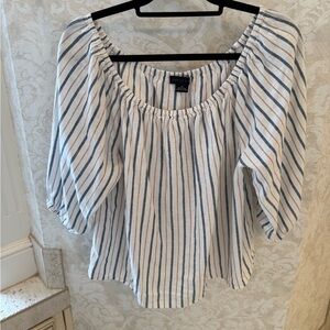 Sanctuary White and Blue Striped Blouse